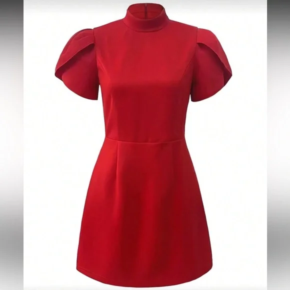 Elegant Red Mini Dress - Picture 3 of 6